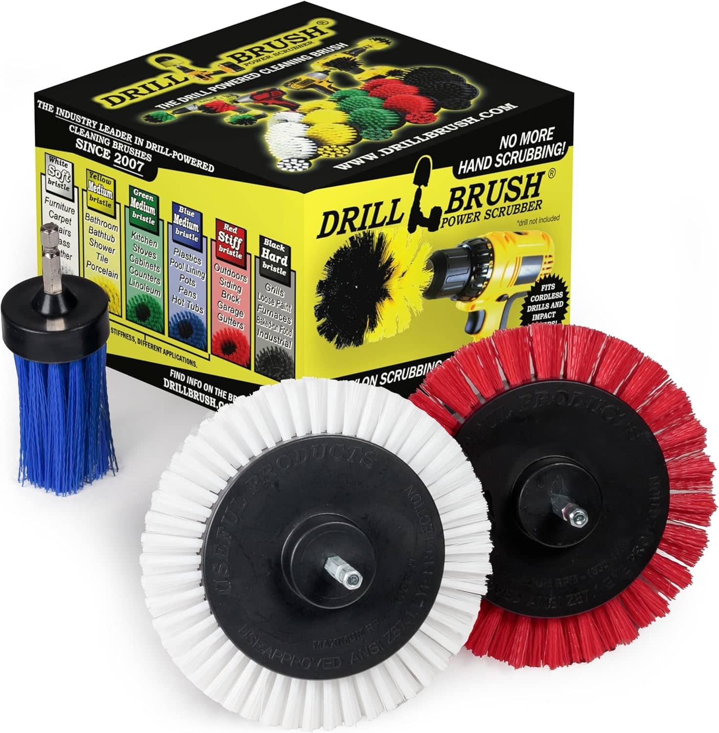 Drillbrush - Narrow Gap Cleaner Brush - Concrete Scrubbing Tool - Household Crevice Brush for Drill - Car Detailing Drill Brushes