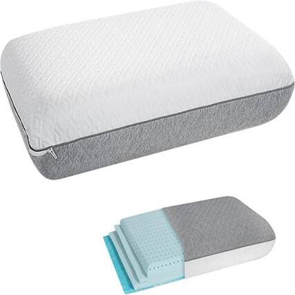 Front. Dyonery - Dyonery memory foam bed pillow, adjustable cooling pillow, luxurious gel bed pillow supports fluffy pillows,Queen size - white.