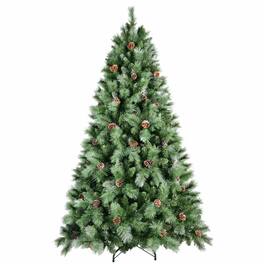 RYHNUYNE - 8 Ft Full Artificial Christmas Tree With 102 Pine Cones 1858 Tips, Mixed Hard Needle Branches Metal Stand Decor - Green
