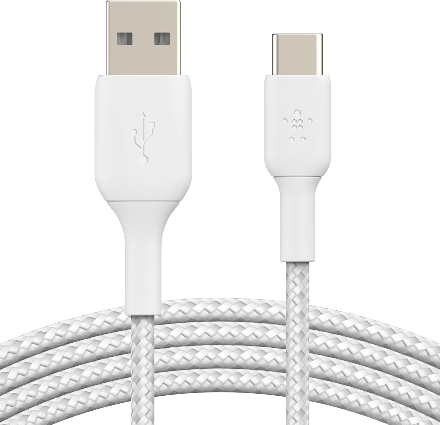 Front. Belkin - Belkin Charging Braided Cable -CAB002 Braided Cable (A-C) White - White.
