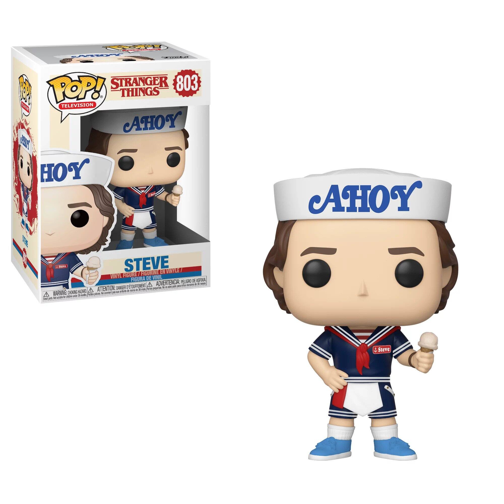 POP! STRANGER THINGS TELEVISION AHOY HOY AHOY 1 - STEVE VINYL FIGURINE ENVINYLE 803 FIGURA DE VINILO 11 WARNINGS ATTENTION: DANGEROUS SHARP EDGES ADVERTENCIA: PELIGRO DE ASPA 3 A - . - WRONG pomL - - a  Sad - - - - - - - SCEve