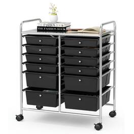 Pefilos - 12 Drawers Rolling Cart Storage Scrapbook Paper Organizer Bins- Craft Organizers and Storage, Multipurpose - Black