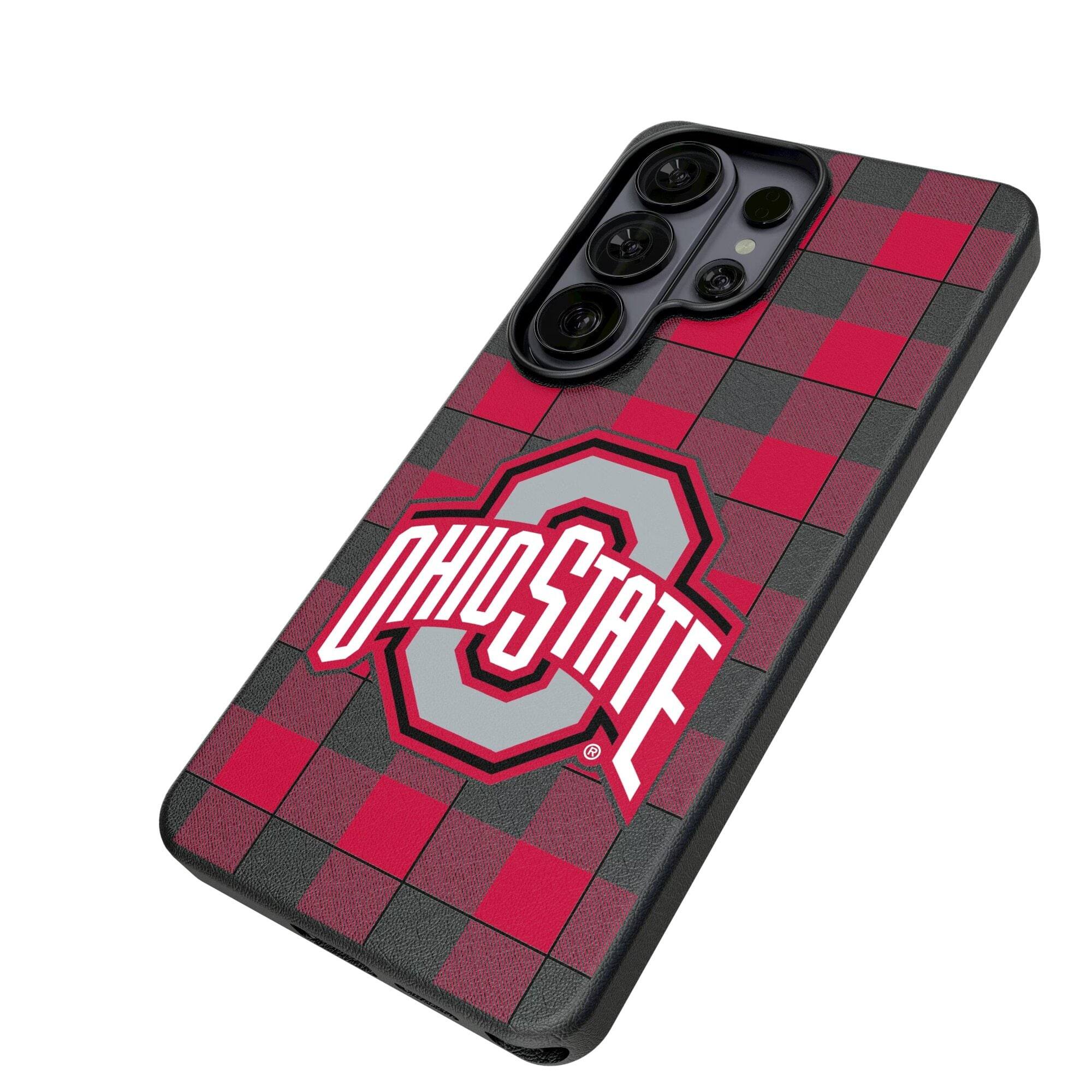 Alt View 1. Keyscaper - Ohio State Buckeyes Plaid Galaxy Magnetic Bump Case - S25 - Black.