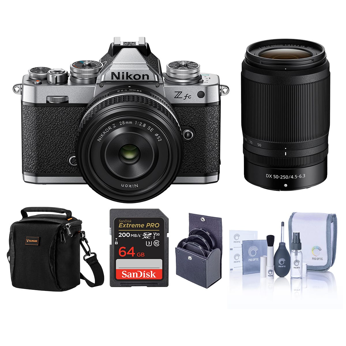 Bundle - Nikon - Z fc DX-Format Mirrorless Camera, Silver, with 28mm f/2.8 and 50-250mm f/4.5-6.3 Lens, with 64GB Memory price history on PriceWatchPro