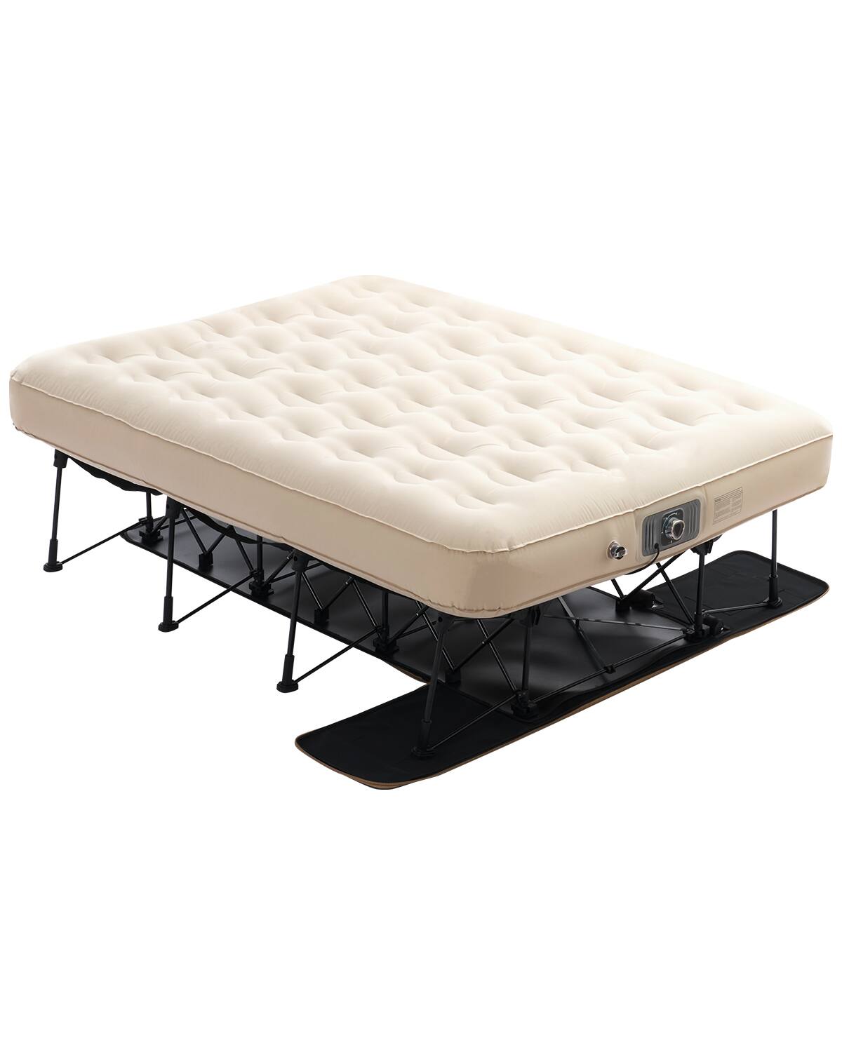 Front. VEVOR - Air Mattress with Frame, Inflatable 2 Person Camping Cot with Built-in Pump, Portable Folding Air Beds Supports 600 lbs - White, Black.