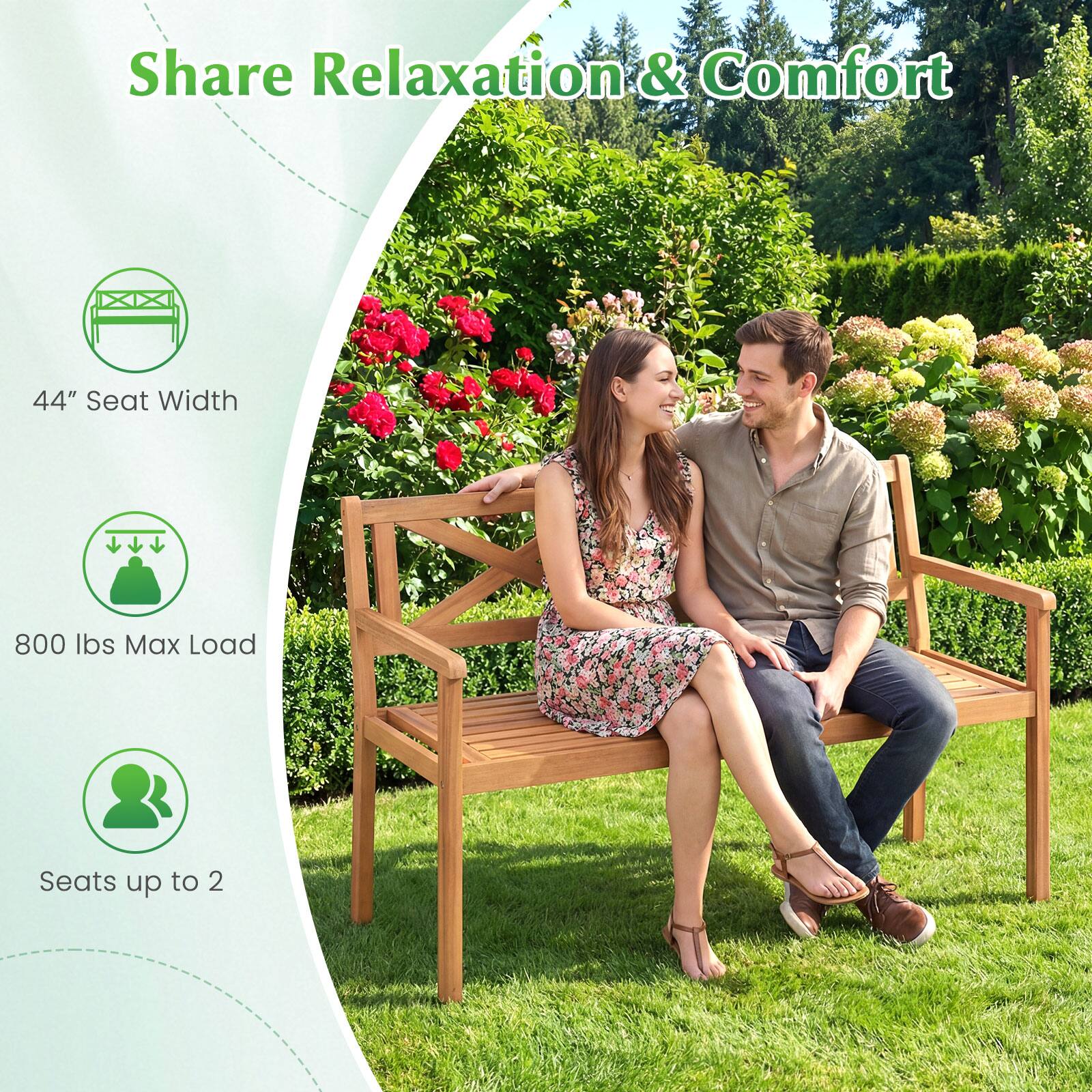 Share Relaxation & Comfort

44" Seat Width

800 lbs Max Load

Seats up to 2