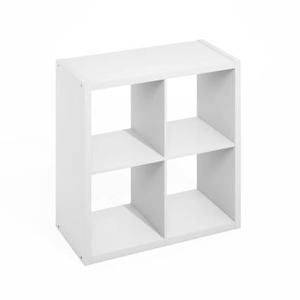 Front. Furinno - Hermite 4-Cube Open Shelves Kitchen Storage, Kitchen Island, Bakers Rack, Buffet Sideboard - White.