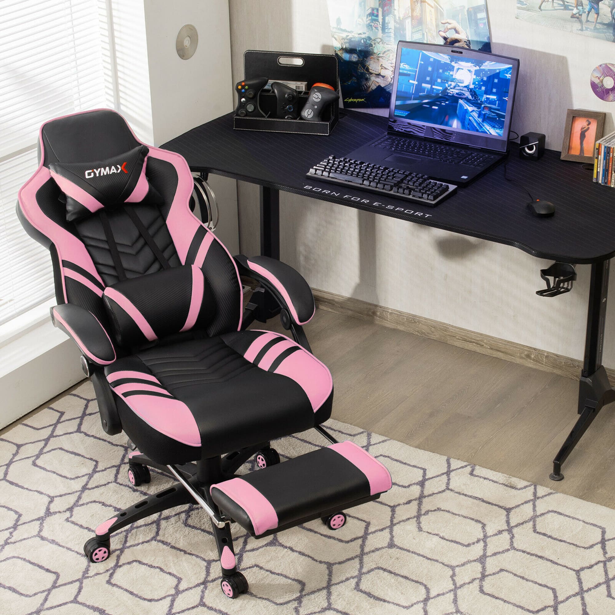 Gymax Office Computer Desk Chair Gaming Chair Adjustable Swivel w