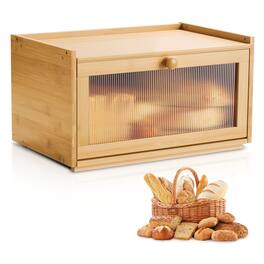 VEVOR - Bread Box for Kitchen Counter, Large Capacity Bamboo Bread Storage Container, Farmhouse Wooden Breadbox Organizer - Wood