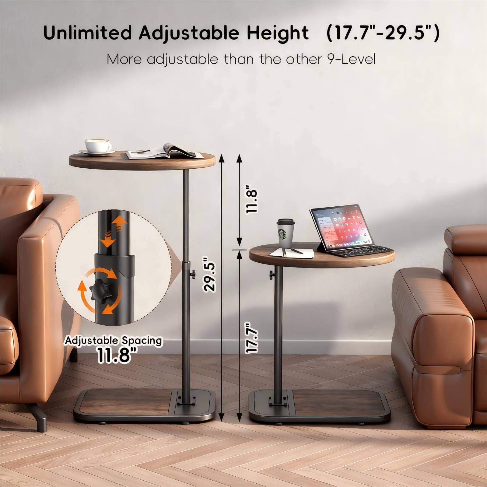 Unlimited Adjustable Height (17.7"-29.5")  
More adjustable than the other 9-Level  

Adjustable Spacing 11.8"  

17.7"  
11.8"  
29.5"
