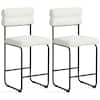 Front. Gymax - Gymax Set of 2 Counter Height Bar Stools 26'' Counter Stools w/ Metal Frame & Footrest White & Black - White, Black.