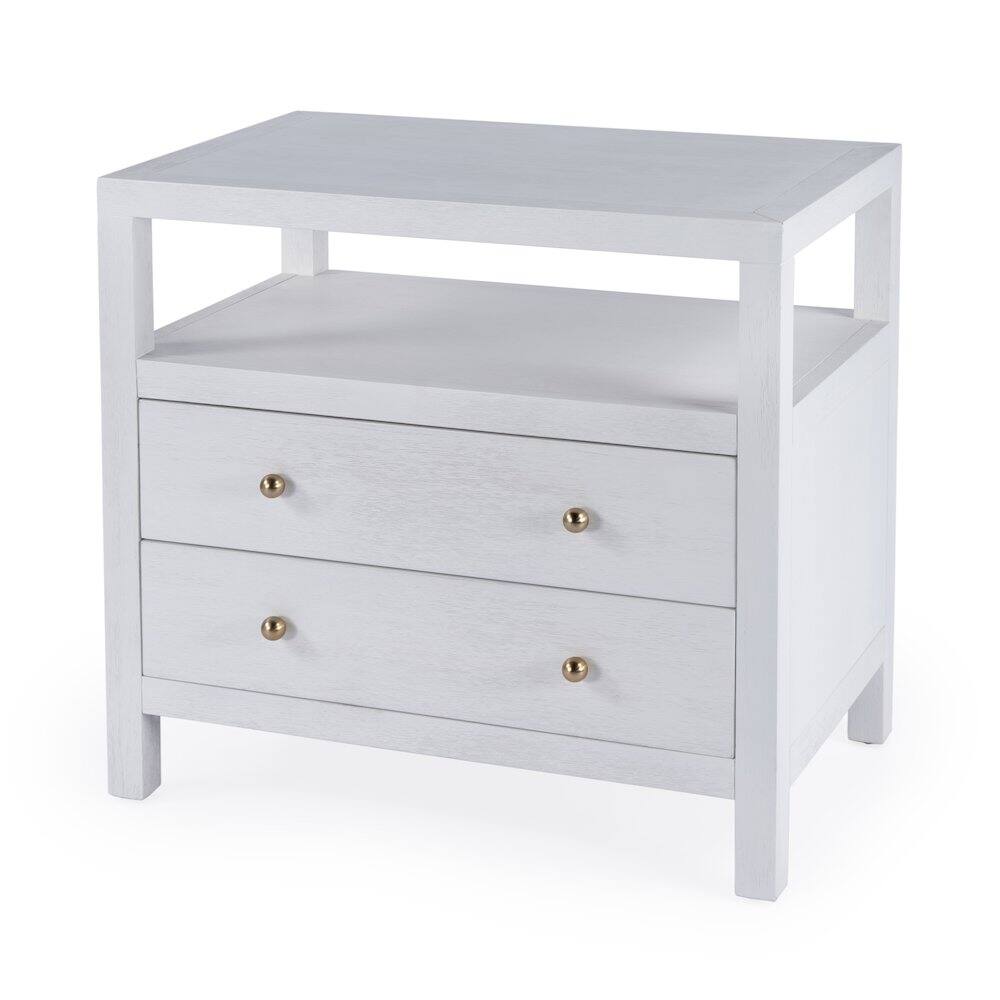 Alt View 4. Butler Specialty - Nora 2-Drawer Wide Nightstand - White.