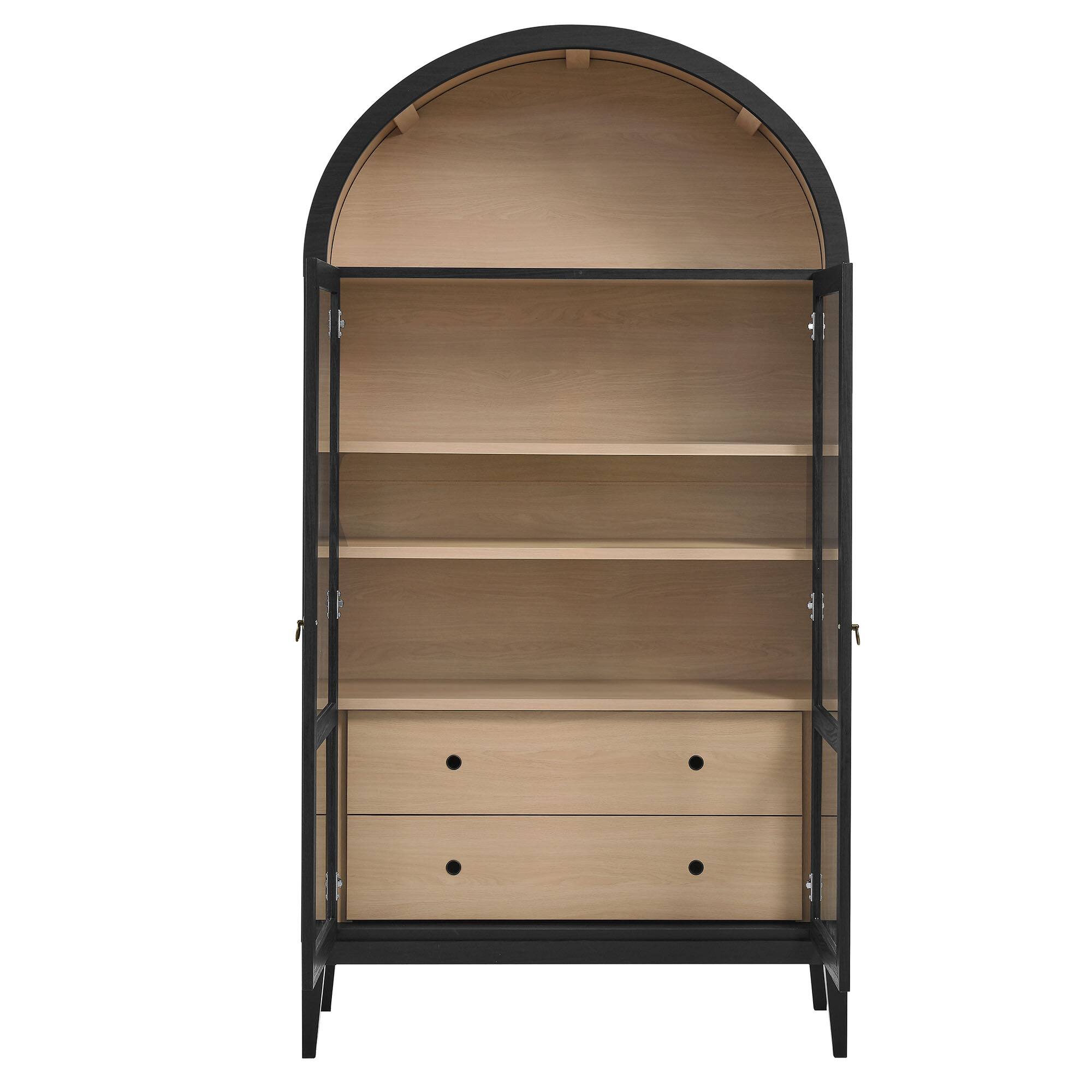 Alt View 5. Modway - Nolan 74" Tall Wide Arched Storage Display Cabinet by Modway - Black Oak.