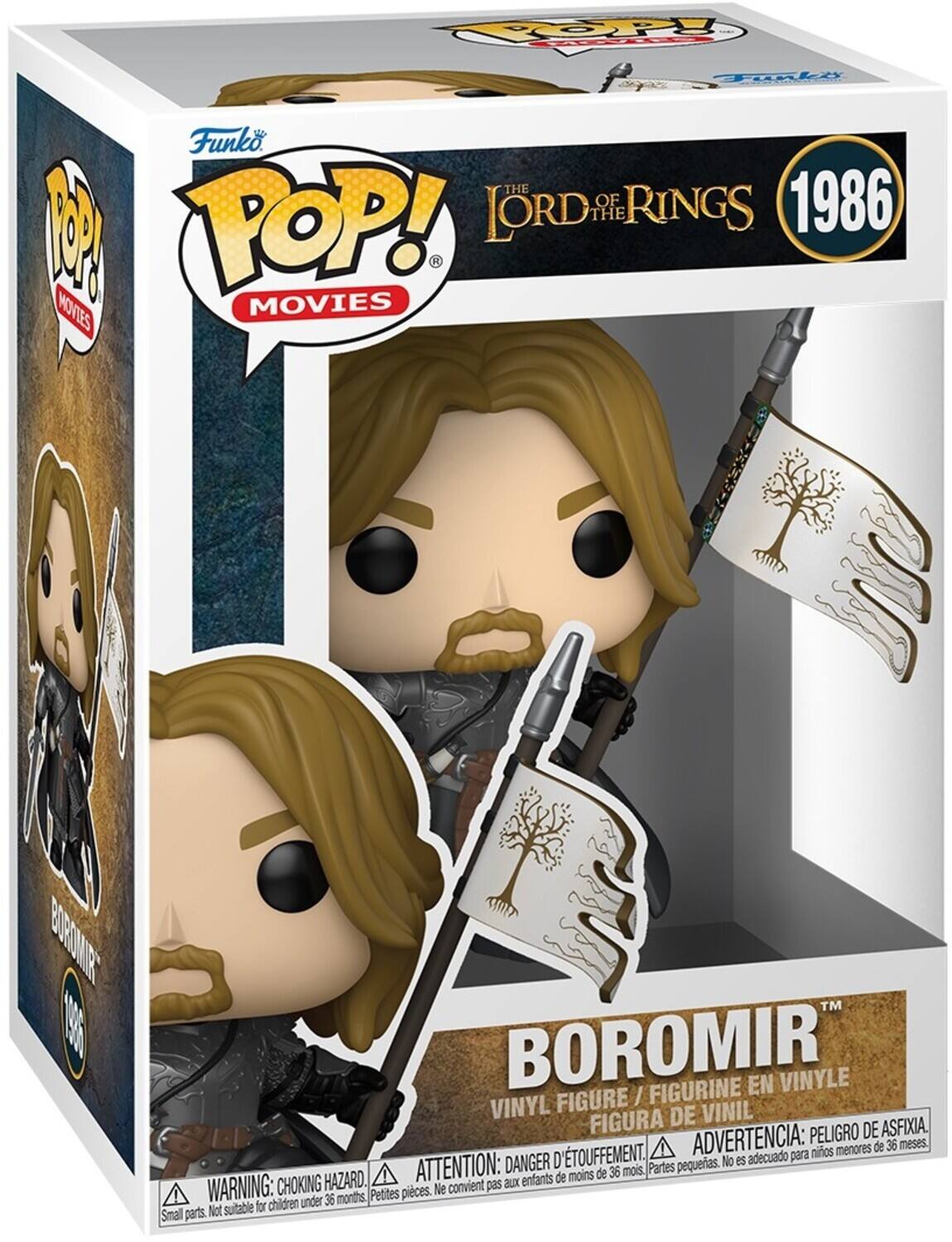 COPY FUNKO POP! MOVIES THE LORD OF THE RINGS 1986 BOROMIR FIGURINE EN VINYLE / VINYL FIGURE / FIGURA DE VINIL  
WARNING: CHOKING HAZARD. Small parts. Not suitable for children under 36 months.  
ADVERTENCIA: PELO DE ASFIXIA. SED D'TOUFFEMENT. No es adecuado para niños menores de 36 meses.  
ATTENTION: DANGER D'ÉTOUFFEMENT. Ne convient pas aux enfants de moins de 36 mois.  
PELIGRO DE ASFIXIA. No es adecuado para niños menores de 36 meses.