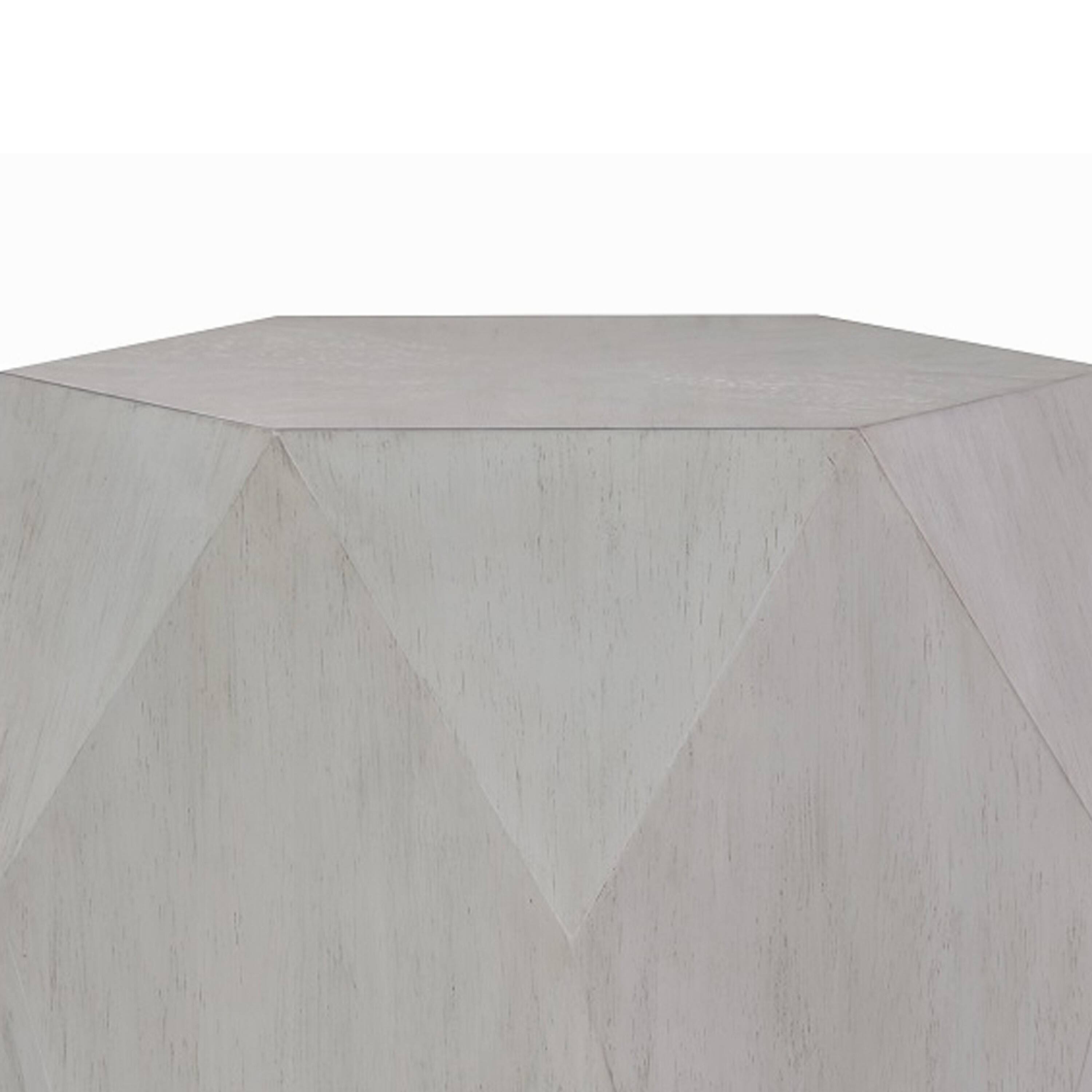 Alt View 2. Manhattan Lane - Hano Side End Table, White Rubberwood, 22 Inch, Geometric Design Body - White.