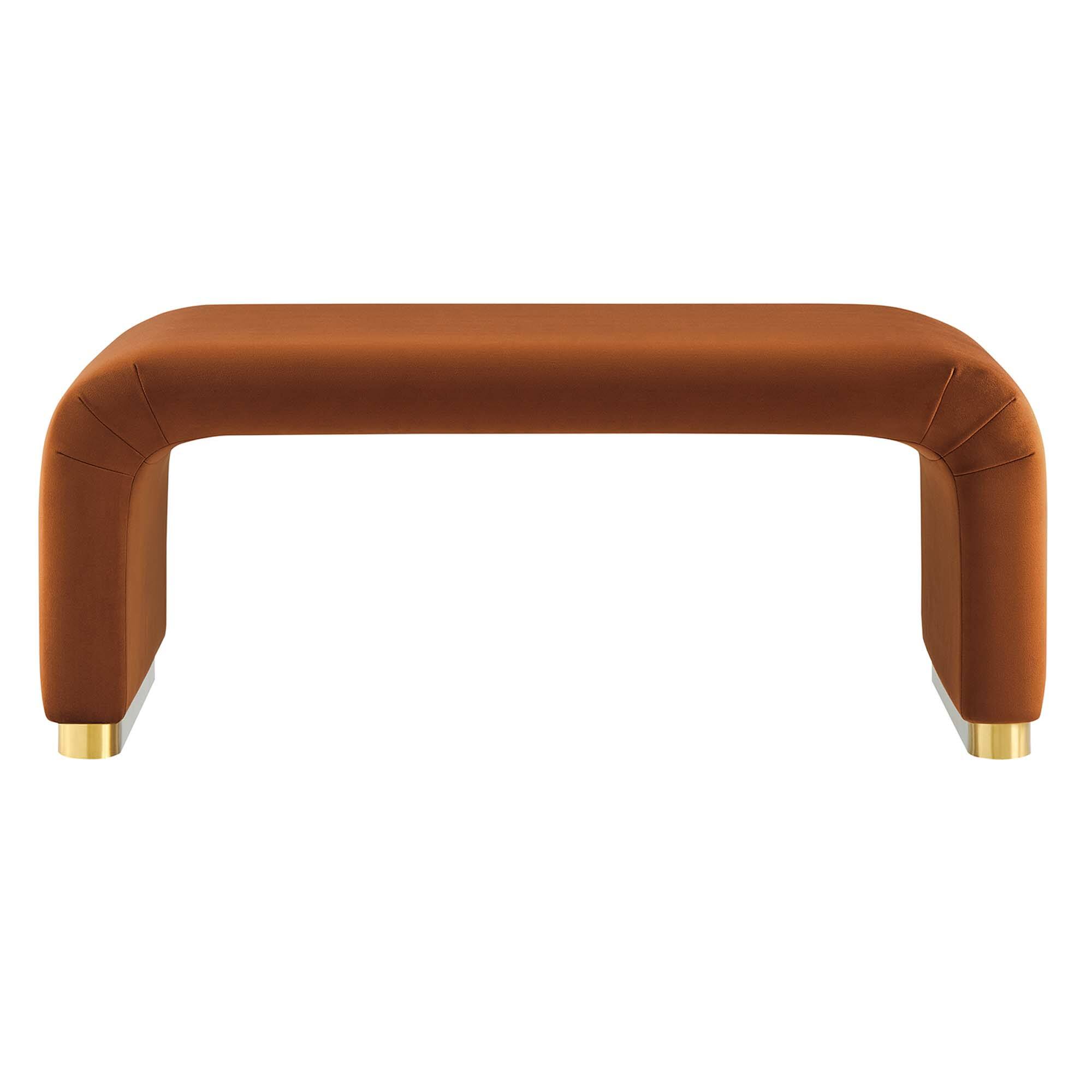 Alt View 4. Modway - Koda Performance Velvet Waterfall Ottoman by Modway - Brass Rust.