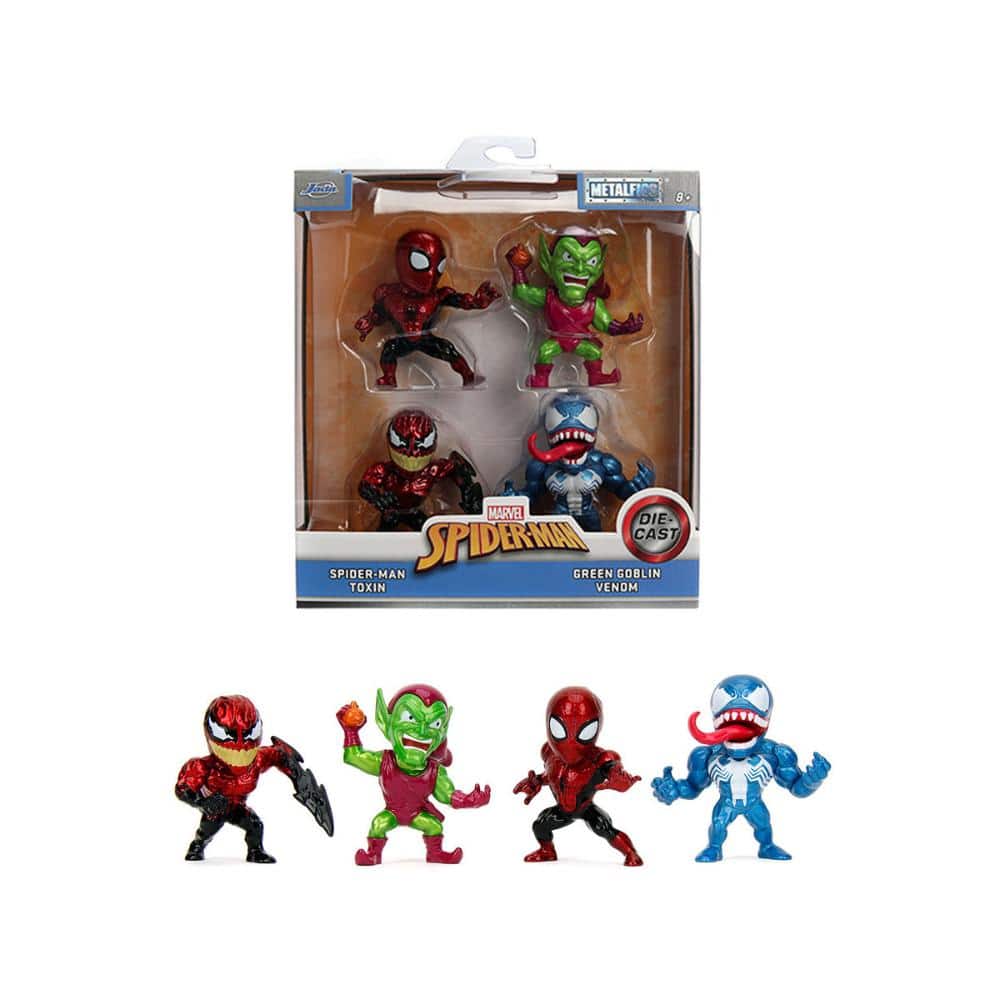 Set of 4 Diecast Figures "Spider-Man" "Metalfigs" Series Diecast Models by Jada - Multicolor