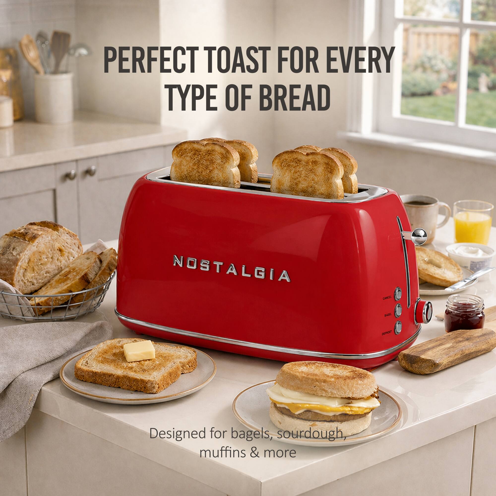 PERFECT TOAST FOR EVERY TYPE OF BREAD  
NOSTALGIA  
Designed for bagels, sourdough, muffins & more