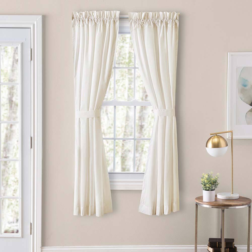 Angle. Ellis Curtain - Ellis Classic Tailored Design in a Perma Press Fabric 3" Rod Pocket Tailored Pair with Ties 80"x84" Natural - Natural.