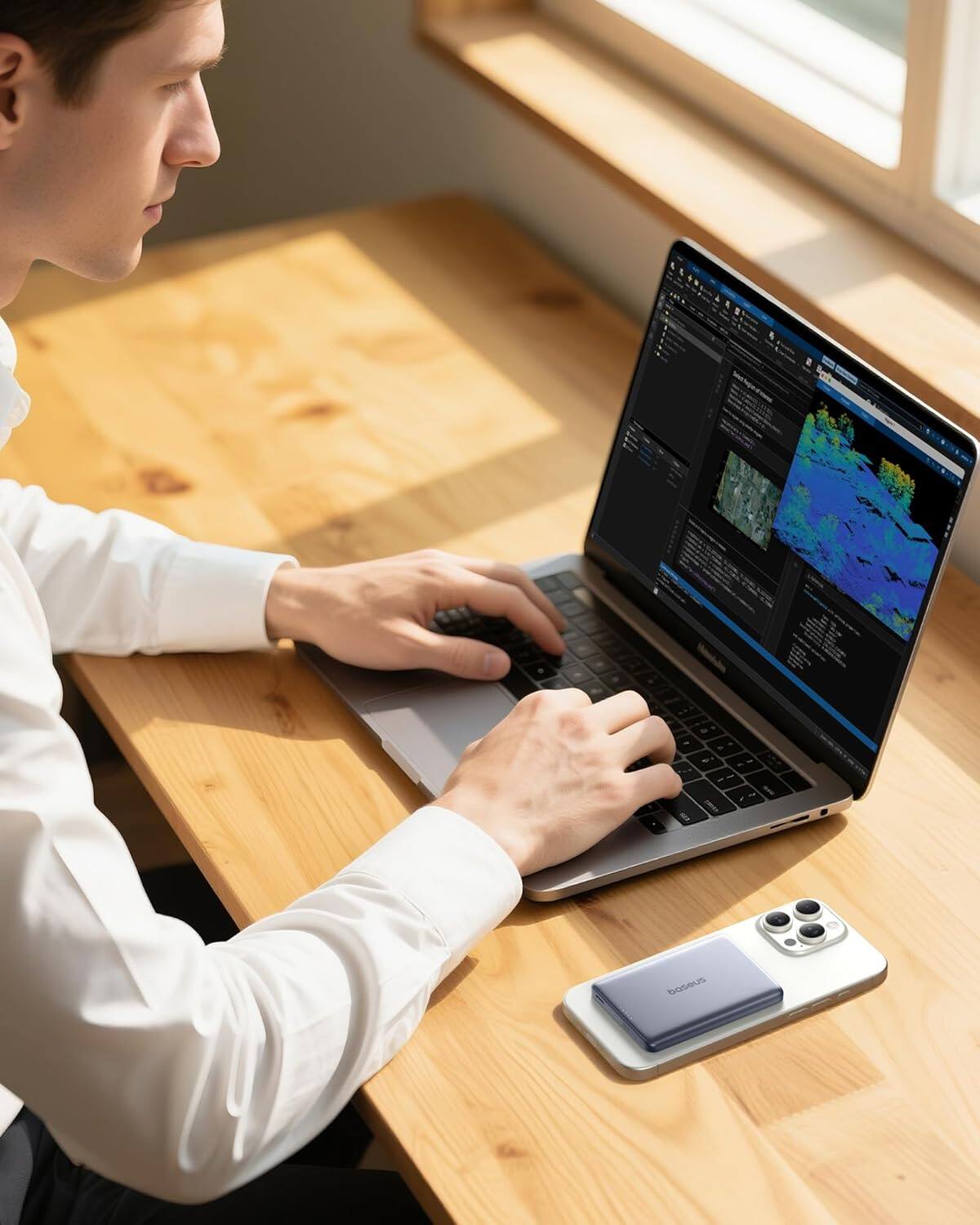 Alt View 7. Baseus - Baseus Picogo 10000mAh Qi2 Power Bank for iPhone - 15W Wireless, 27W Fast Charging Magnetic Battery - Space Grey.