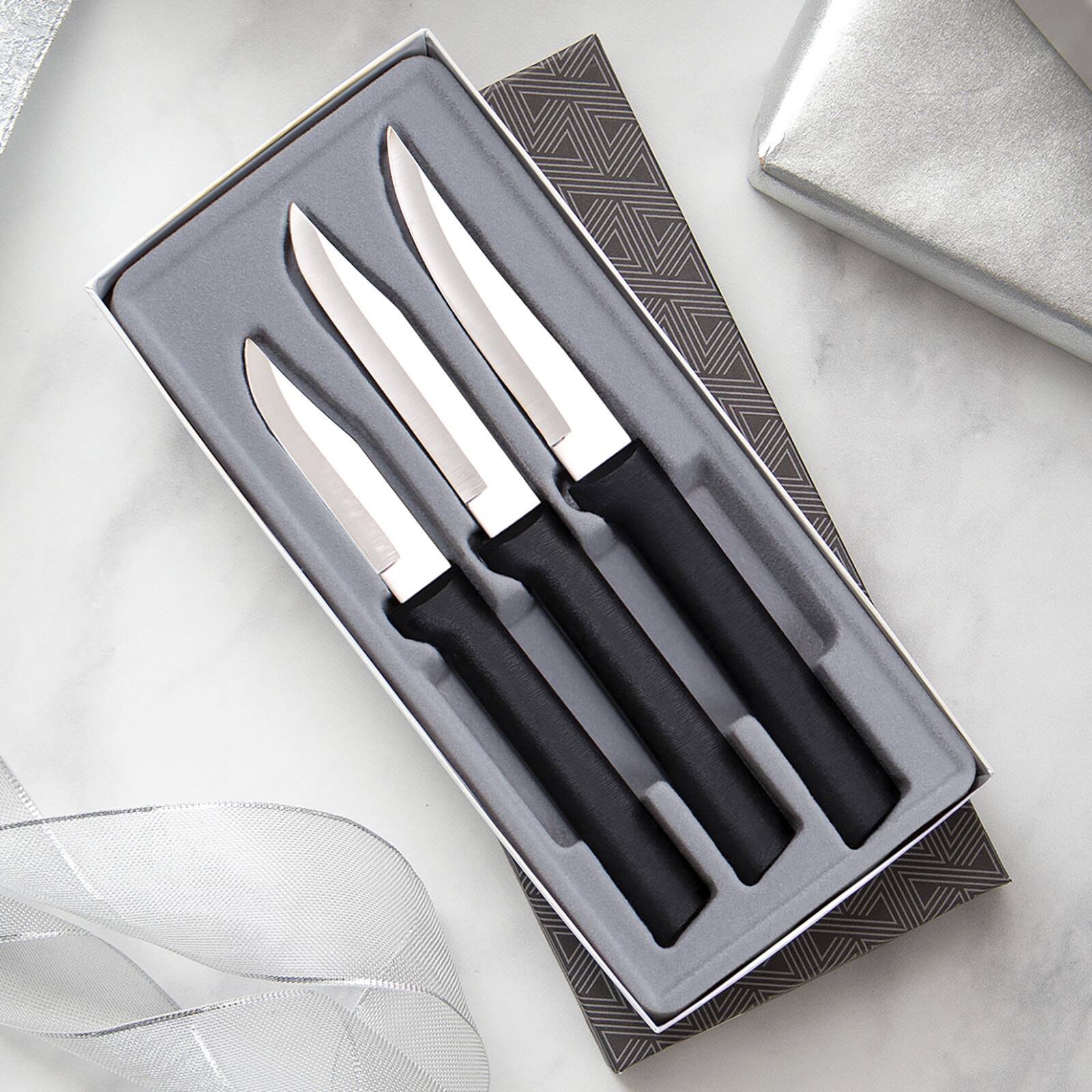 Alt View 1. Rada - 3 Piece Paring Knives Galore Set with Gift Box, Black Handles - Black.