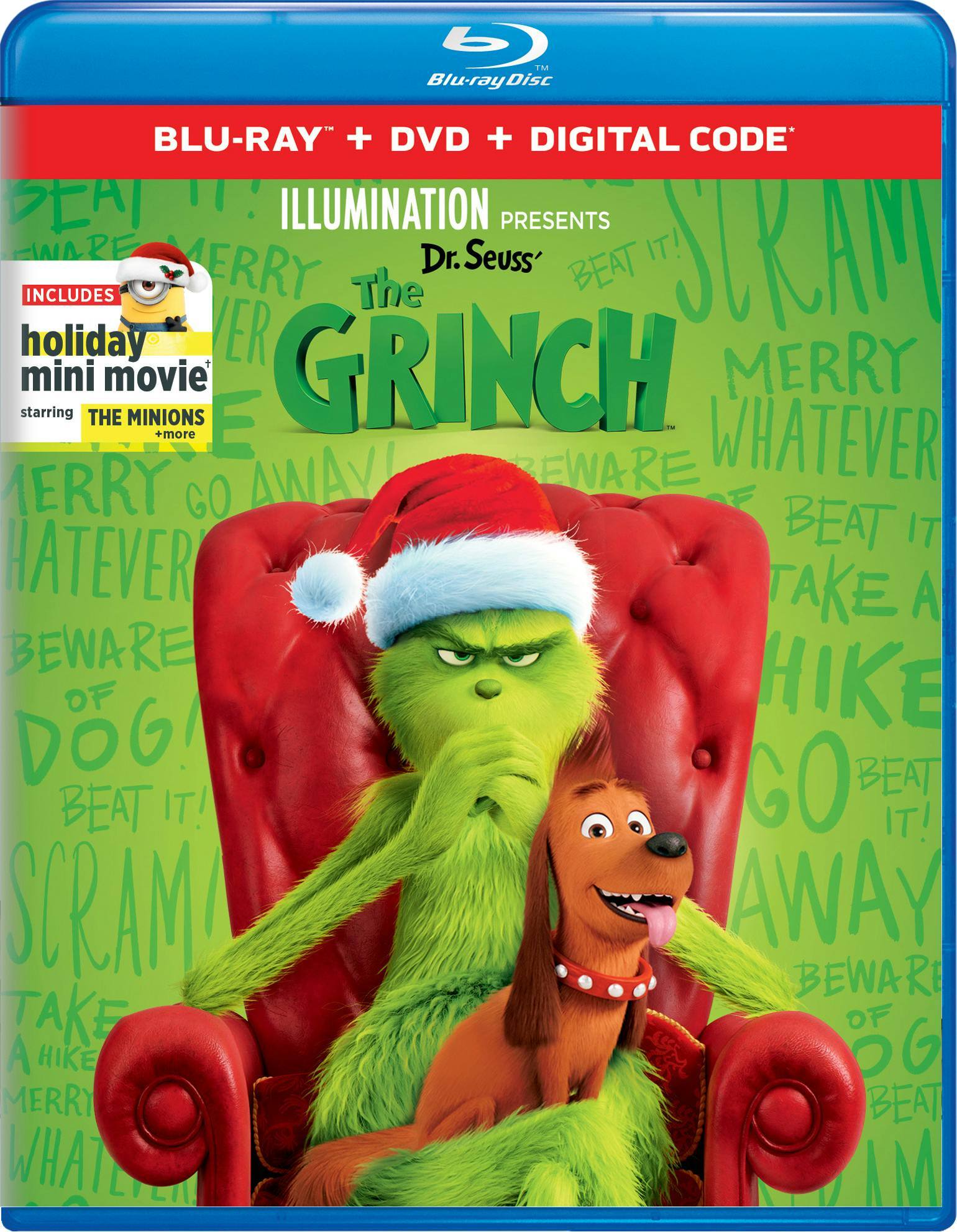 Front. Illumination Presents: Dr. Seuss' The Grinch (DVD + Digital) [Blu-ray].