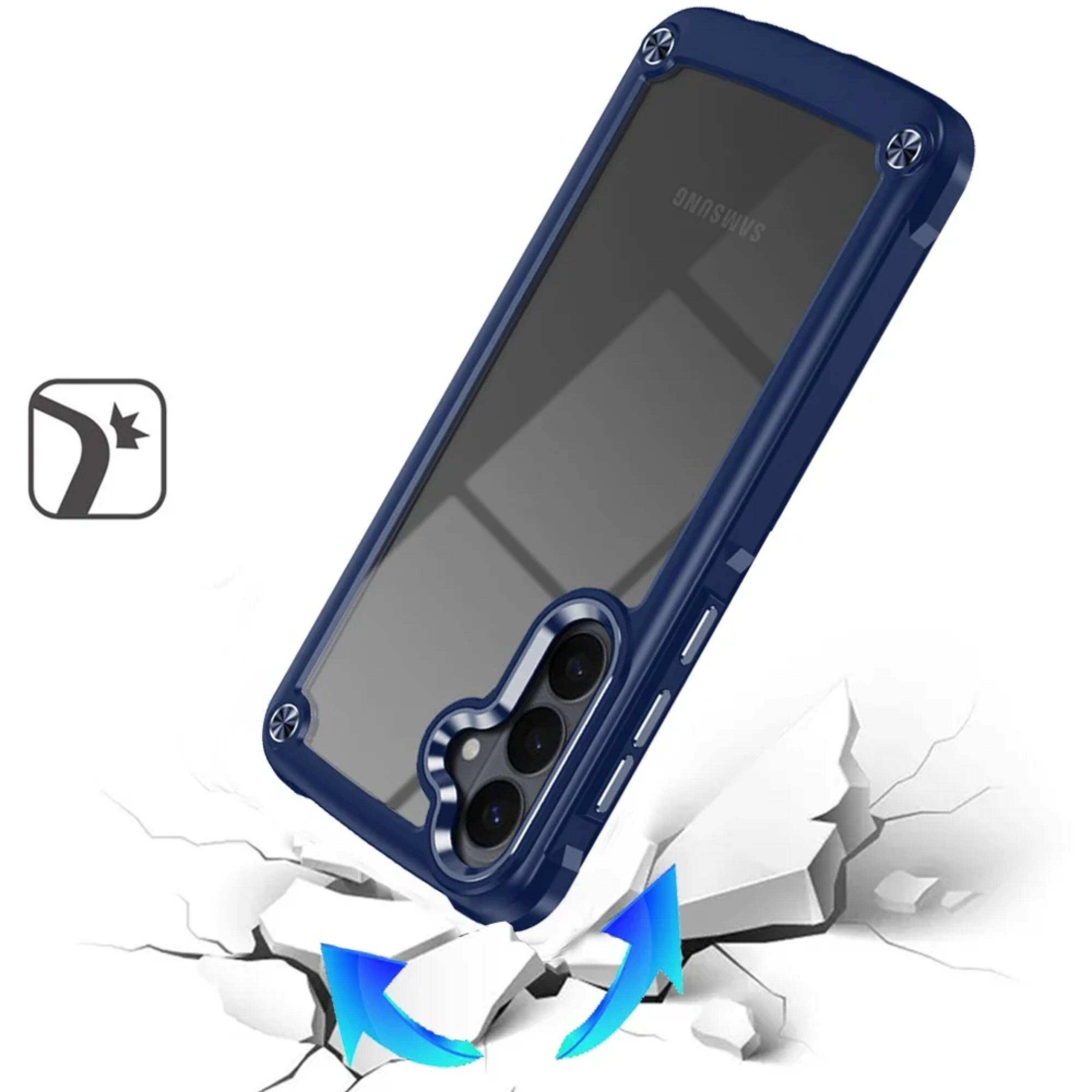 Angle. Kitcheniva - Metal Buttons Raised Camera Lip Plus Tempered Glass For Samsung S26 Plus Case Blue - Blue.