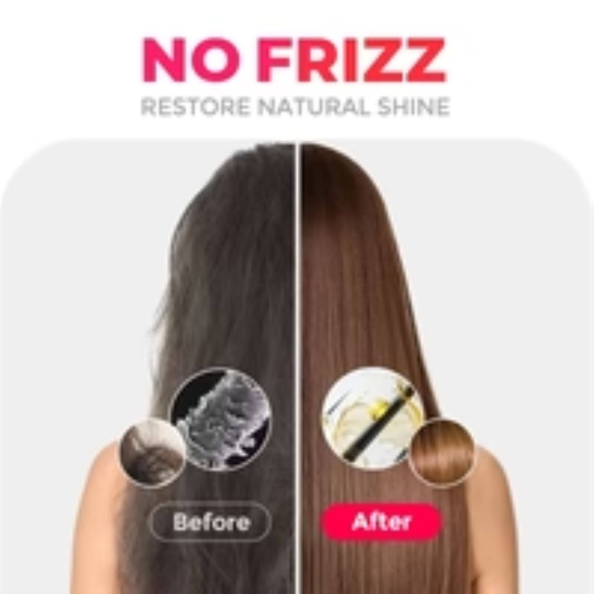 NO FRIZZ  
RESTORE NATURAL SHINE  

Before  
After