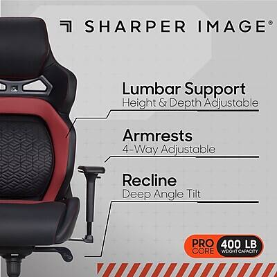 SHARPER IMAGE Lumbar Support Height & Depth Adjustable Armrests 4-Way Adjustable Recline Deep Angle Tilt PRO 400 LB CORE WEIGHT CAPACITY