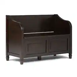 Simpli Home - Connaught SOLID WOOD 42 inch Wide Traditional Entryway Storage Bench - Dark Chestnut Brown