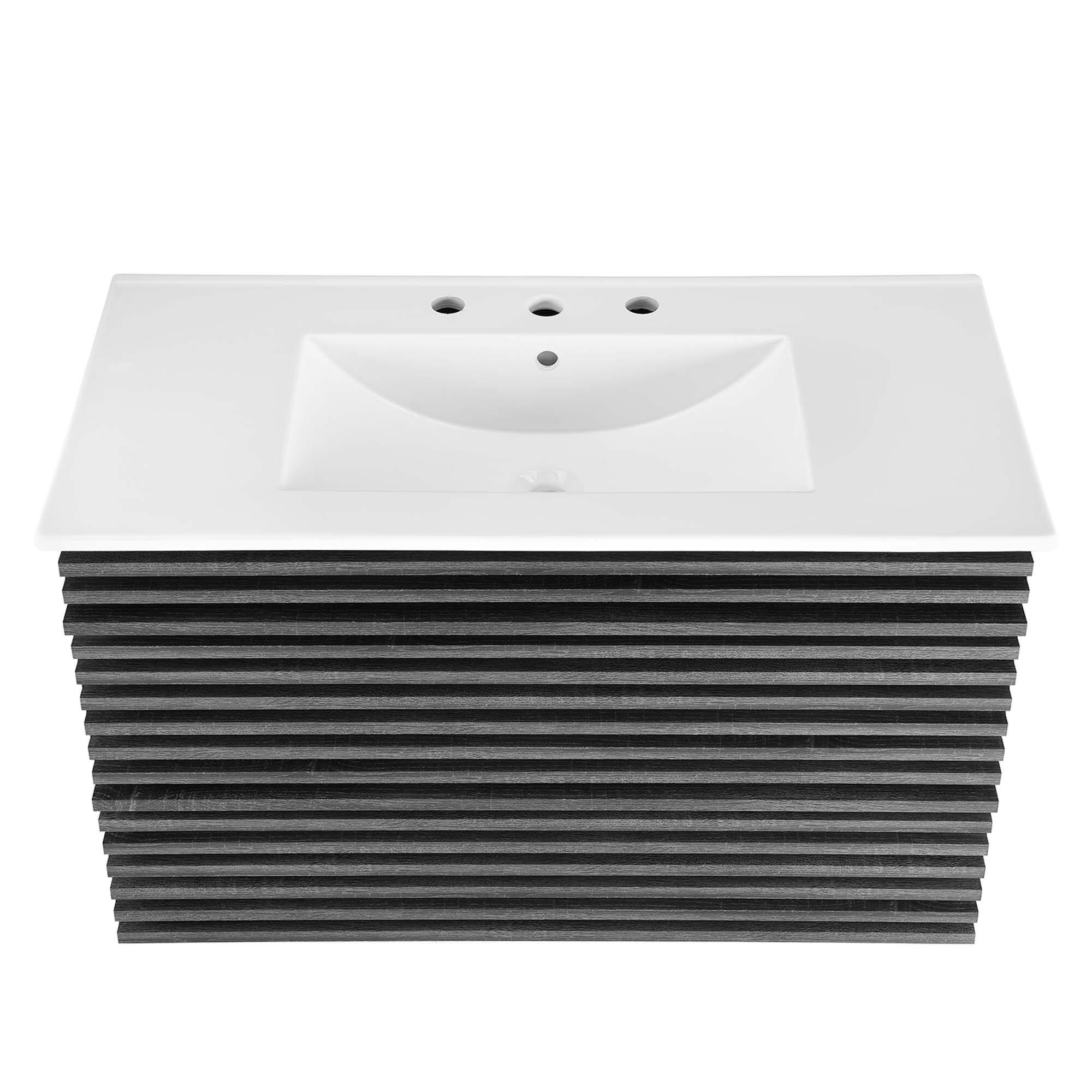 Alt View 4. Modway - Render Wall-Mount Bathroom Vanity with White Basin Included - Charcoal White.