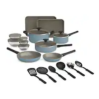 Bella - 21-Piece Ceramic Nonstick Cookware Set - Surf - Front_Zoom
