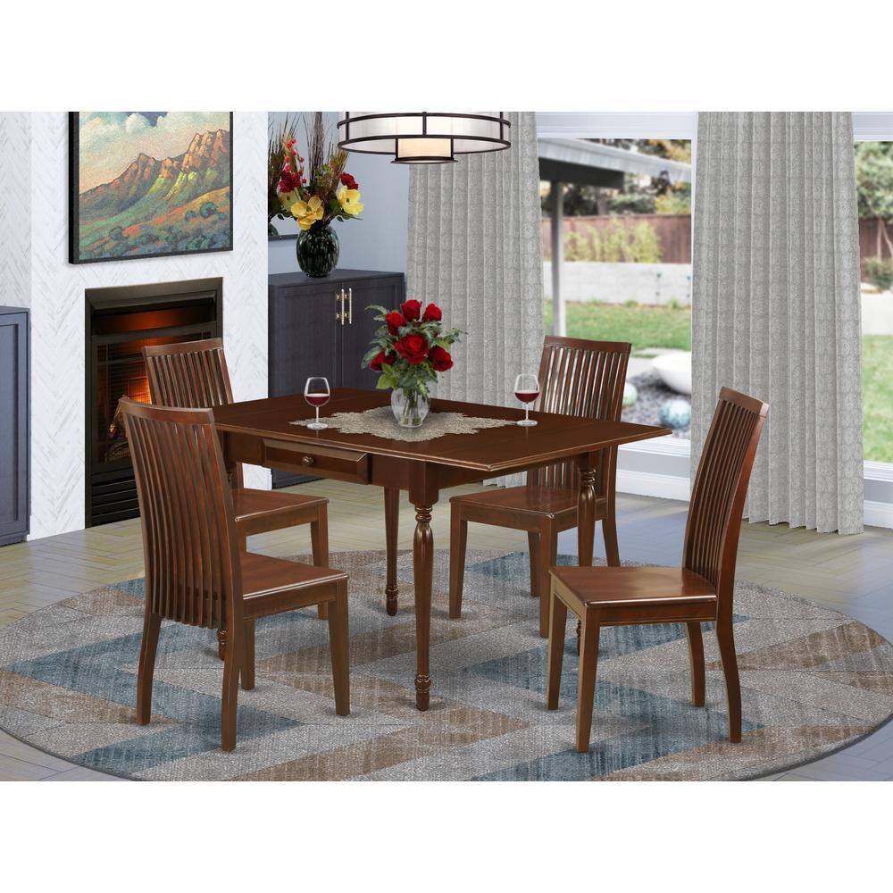 Angle. East West Furniture - Dining Room Set Mahogany - Brown.