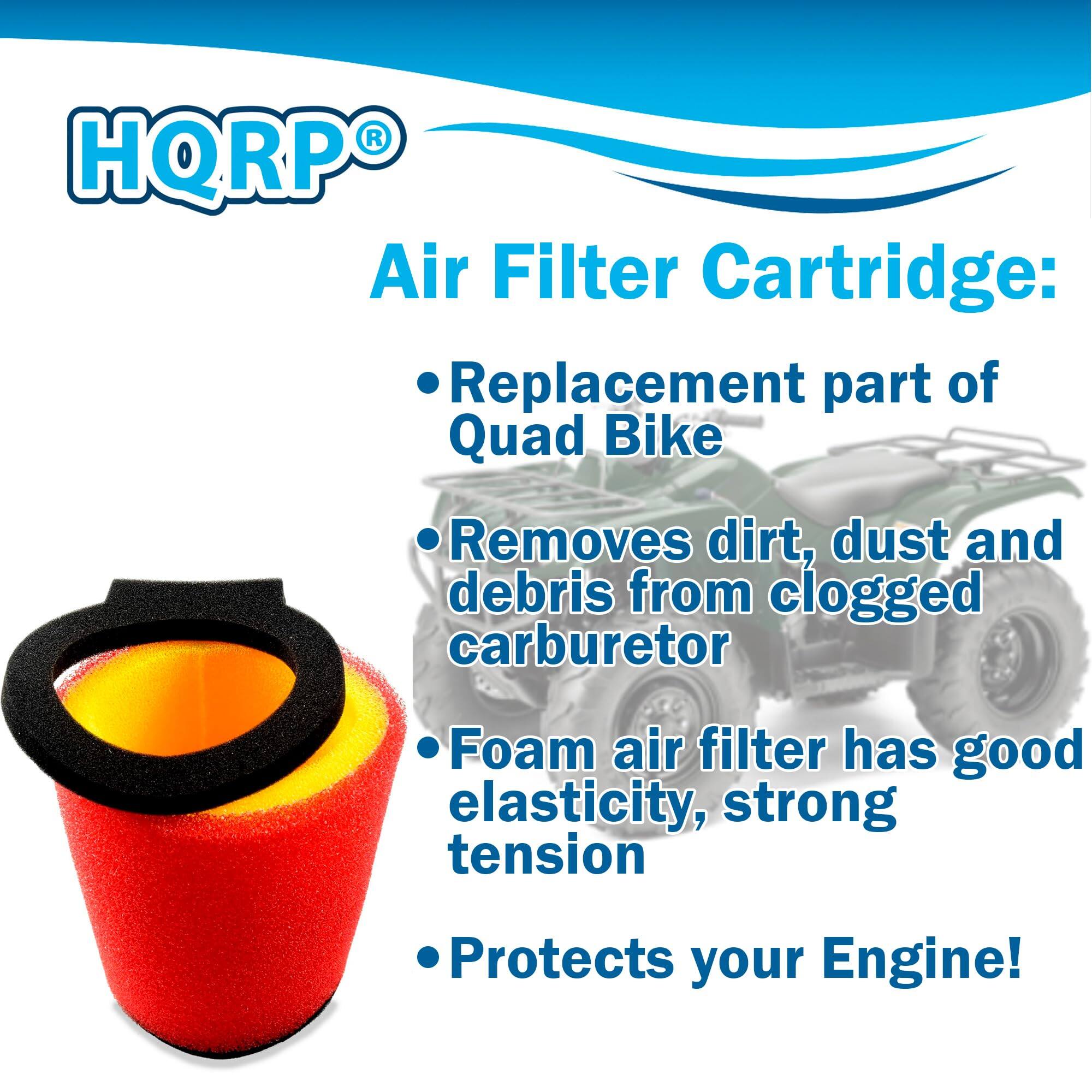HQRP Air Filter Cartridge:  
Replacement part of Quad Bike  
Removes dirt, dust and debris from clogged carburetor  
Foam air filter has good elasticity, strong tension  
Protects your Engine!