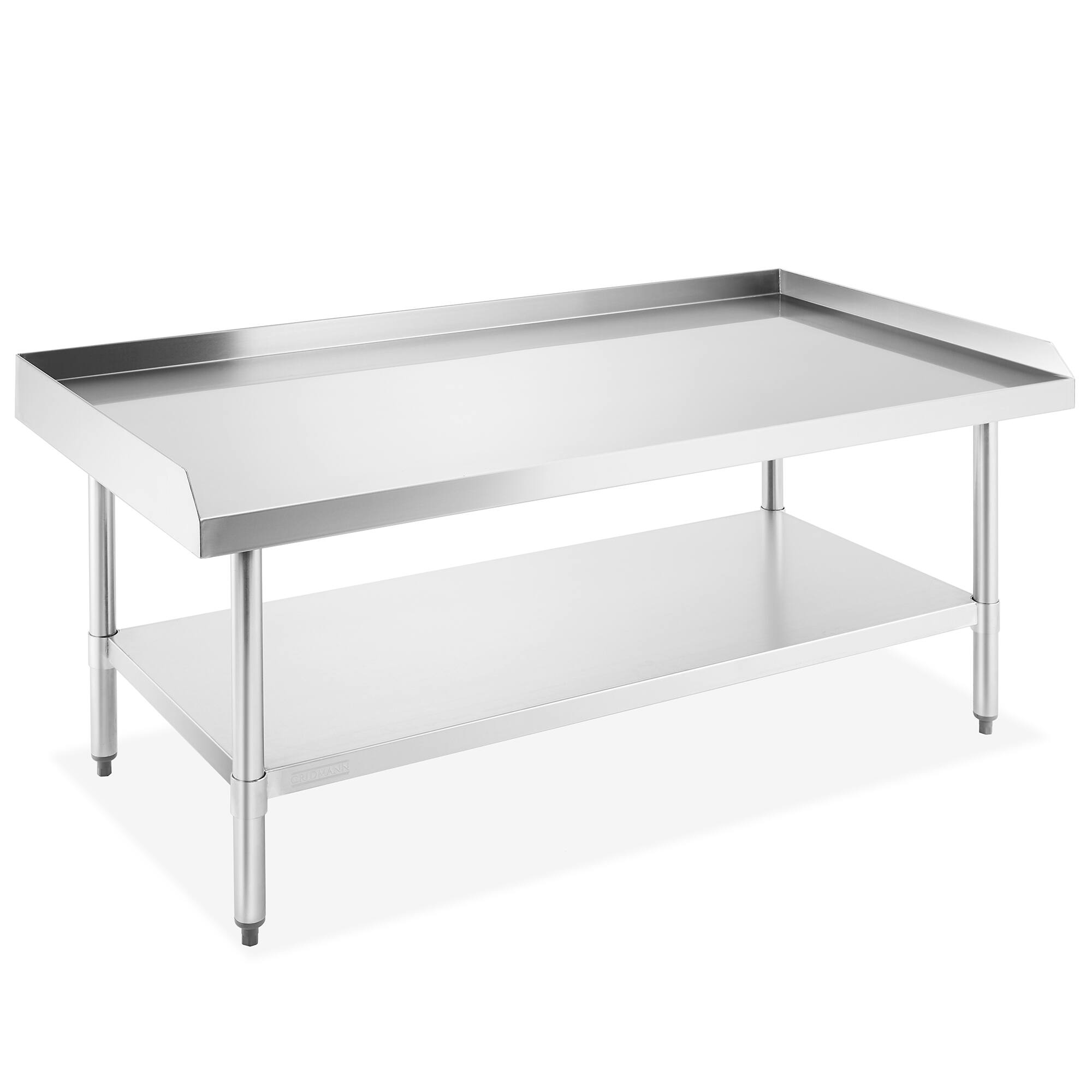 Front. GRIDMANN - 60 x 30-in Stainless Steel NSF Grill Table with Undershelf - Silver.