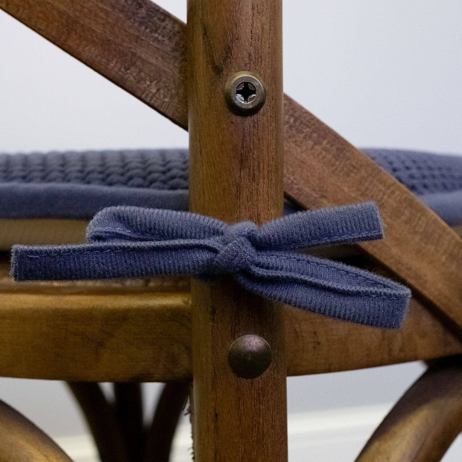 Left. Sweet Home Collection - Honeycomb Memory Foam Non-Slip 16" x 16" Chair Cushion Pad with Ties, 4-Pack - Navy.