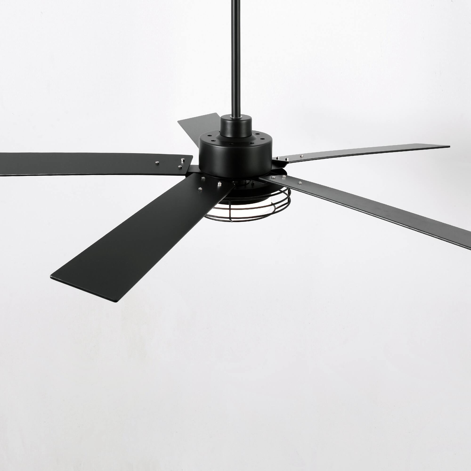 Alt View 5. Parrot Uncle - 52" Industrial Black Metal Caged Ceiling Fan with Light and Remote - Black.