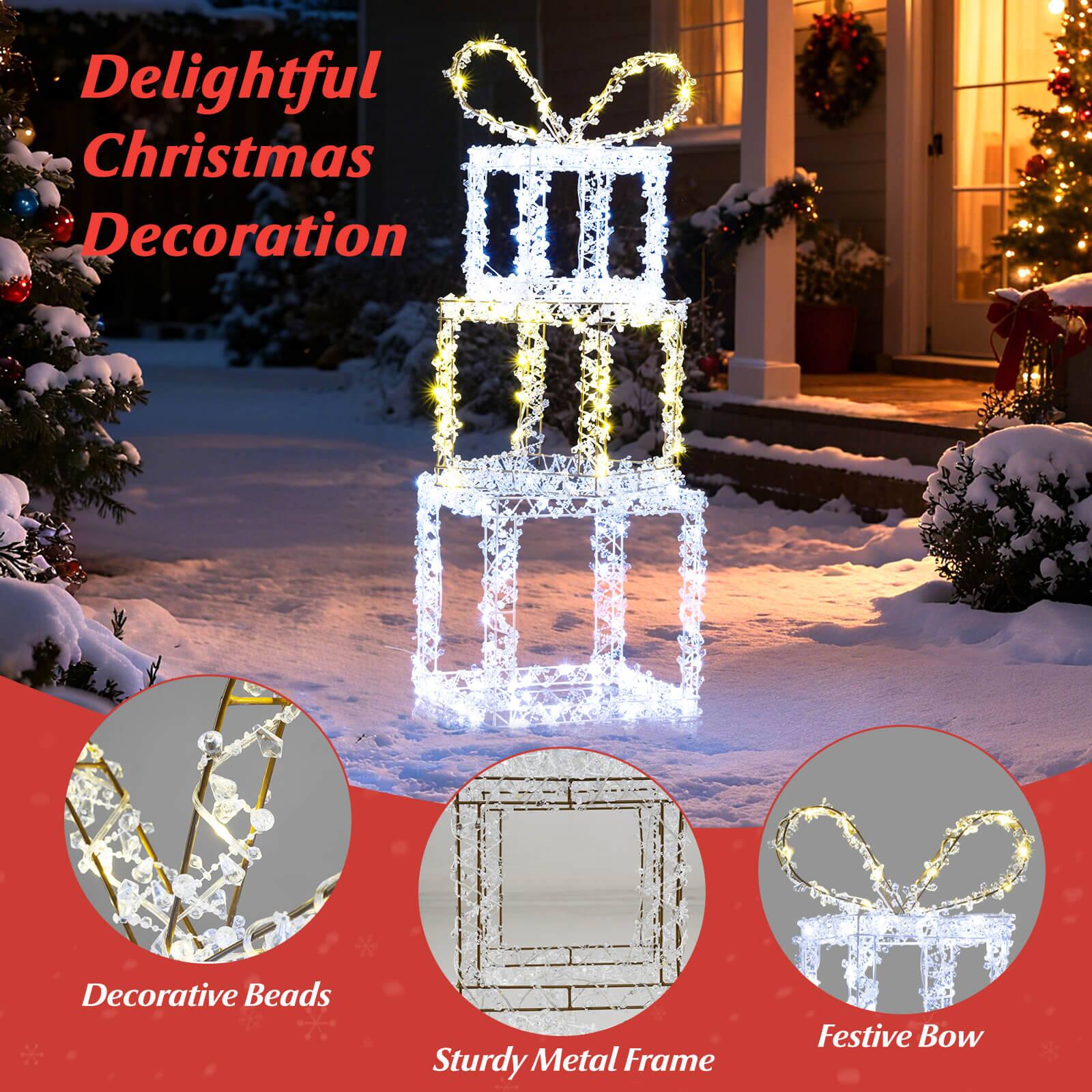 Delightful Christmas Decoration

- Decorative Beads
- Sturdy Metal Frame
- Festive Bow