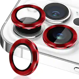 Entronix - Metal Camera Lens Protector for iPhone 14 Pro and Pro Max - Ultimate Protection - Red