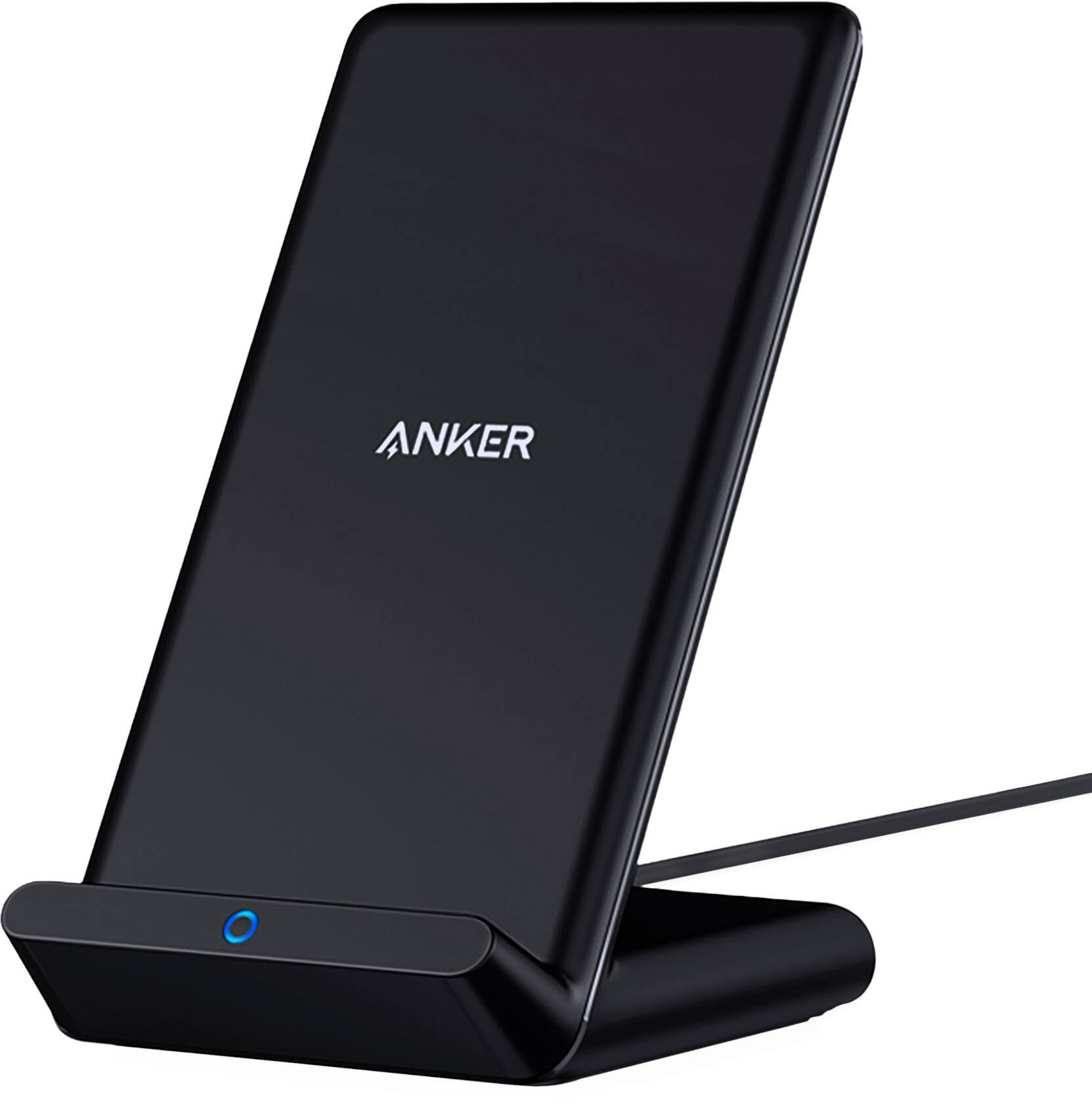 Front. Anker - PowerWave 10W Charging Stand with Adapter for Qi Devices - Black.