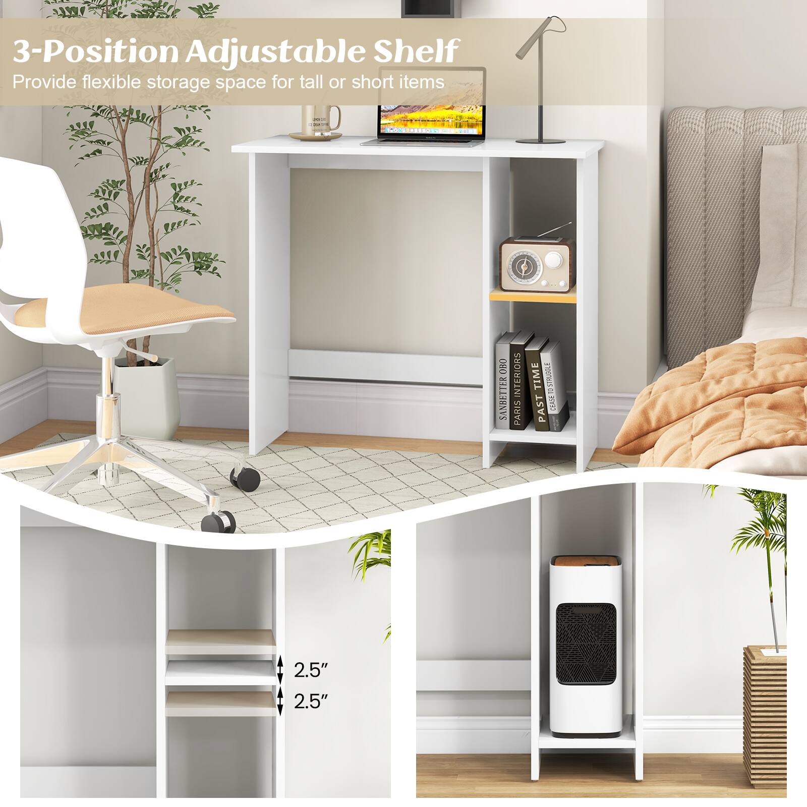 3-Position Adjustable Shelf  
Provide flexible storage space for tall or short items  

- 080 SANHETTER INTERIORS PARIS TIME 12.57(00L PAST DIASA 1 2.5" 2.5"