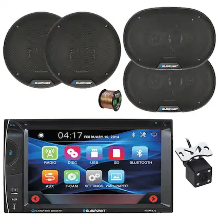 BLAUPUNKT BLAUPUNKT BLAUPUNKT eva N0 BLAUPUNKT M/IN 04:17 FEBRUARY 10, 2014 RADIO DISC USB SD BLUETOOTH AUX F-CAM SETTINGS WALLPAPER AUX BUC E 2 INCH WIDE SCREEN THT BLAUPUNKT MIAMI 620