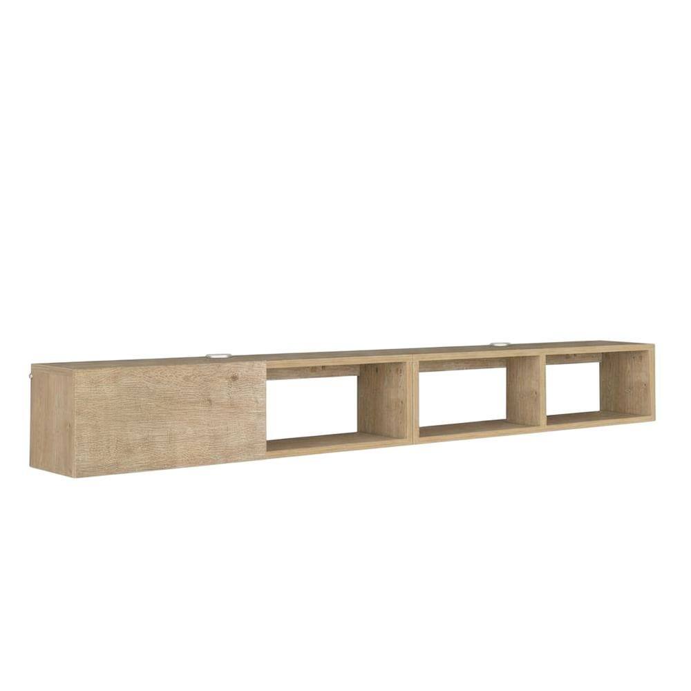 Alt View 3. FurniFact - Oak Floating Wall-Mounted TV Stand for 75 Inch Flat Screens Durable Engineering - Beige.