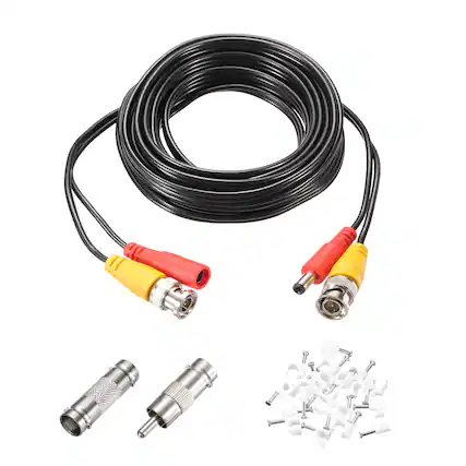 Front. Unique Bargains - BNC Video Power Cable, 1 Set, All-in-One CCTV Camera Extension Cord - Black.