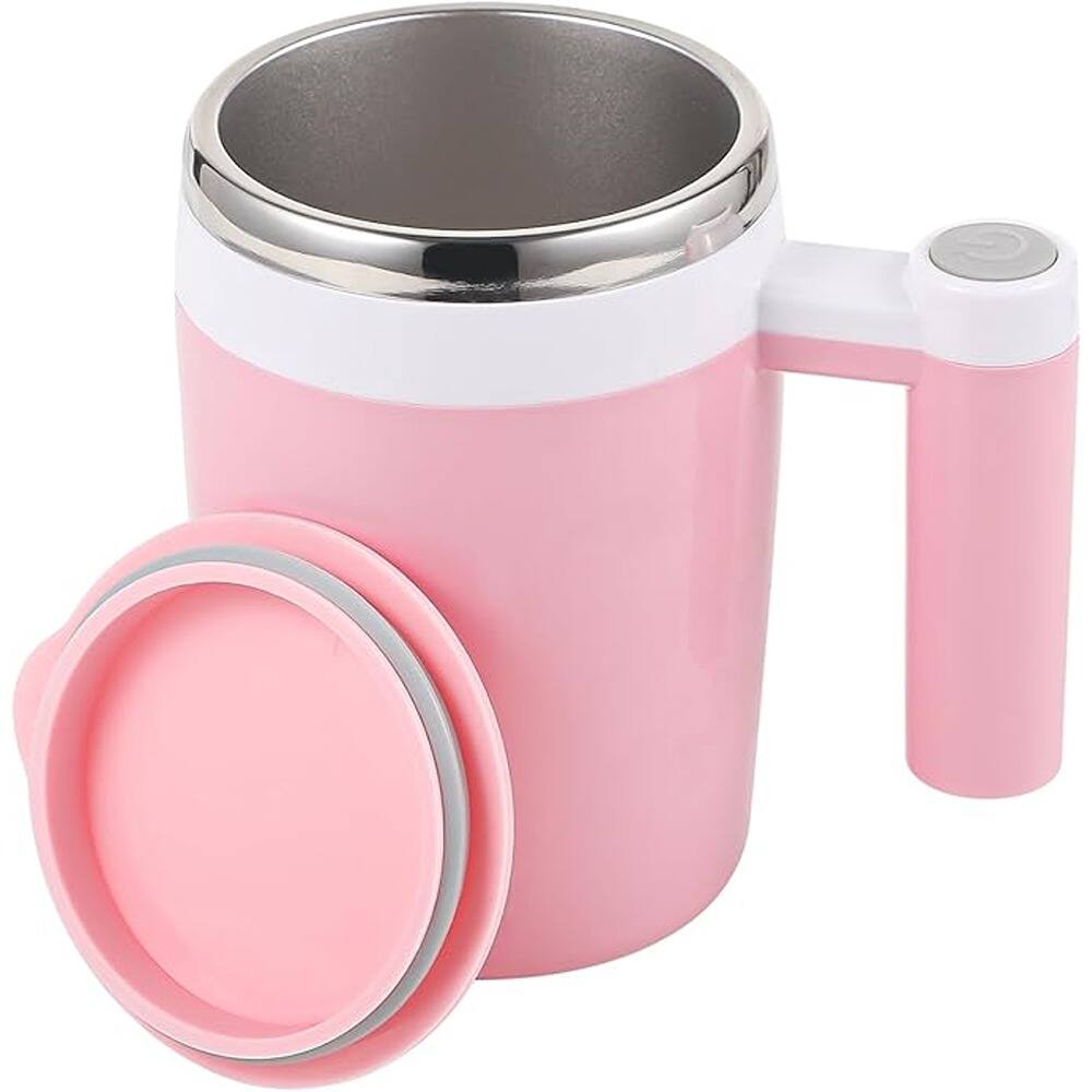 Front. Schertz - Rechargeable Self-Stirring Mug, 304 Stainless Steel Automatic Mixing Travel Cup - Pink.