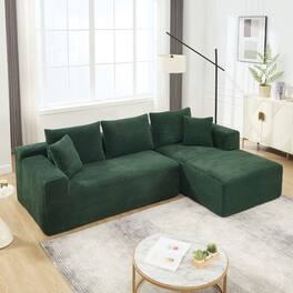 Kadyn - Modular Sectional Sofa, 2-Seat L-Shaped Design with Right Chaise and Memory Foam Comfort - Green