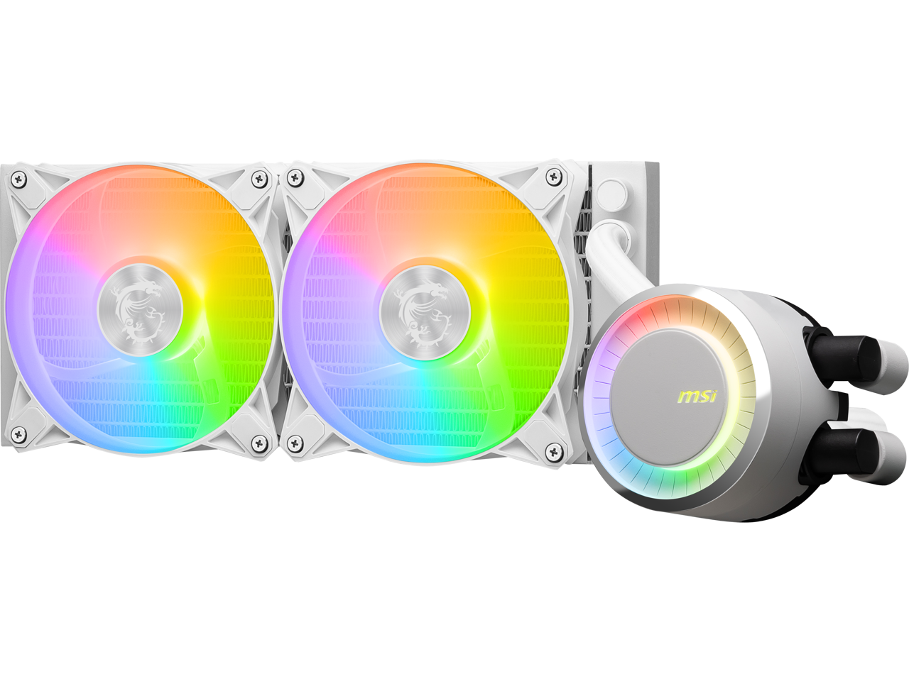 Alt View 4. MSI - MSI MAG CoreLiquid E240 White - 240mm AIO Liquid Cooler with Dual ARGB Fans, Rotating Cap, LGA 1851/1700, AM5 - White.