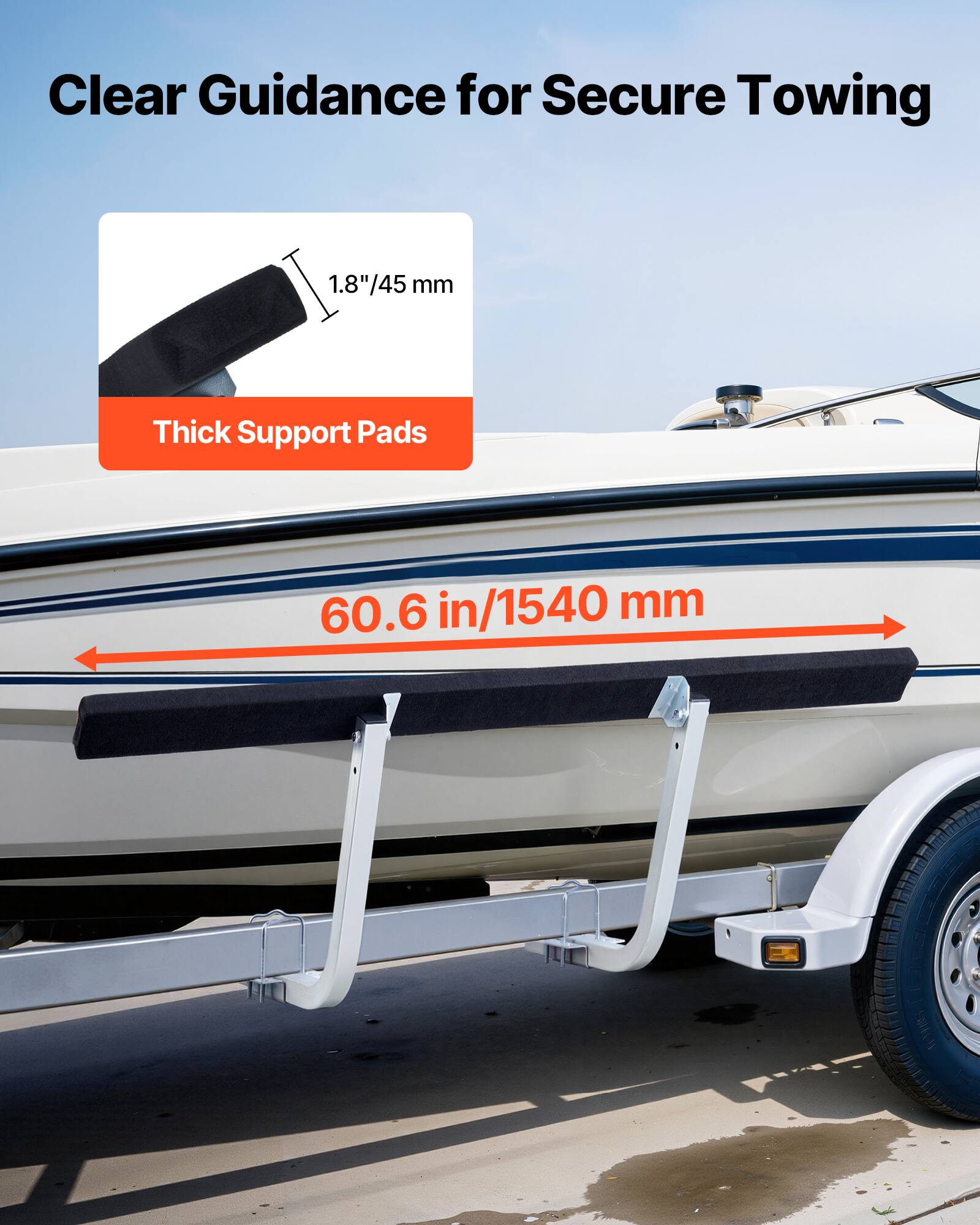 Clear Guidance for Secure Towing  
1.8"/45 mm Thick Support Pads  
60.6 in/1540 mm