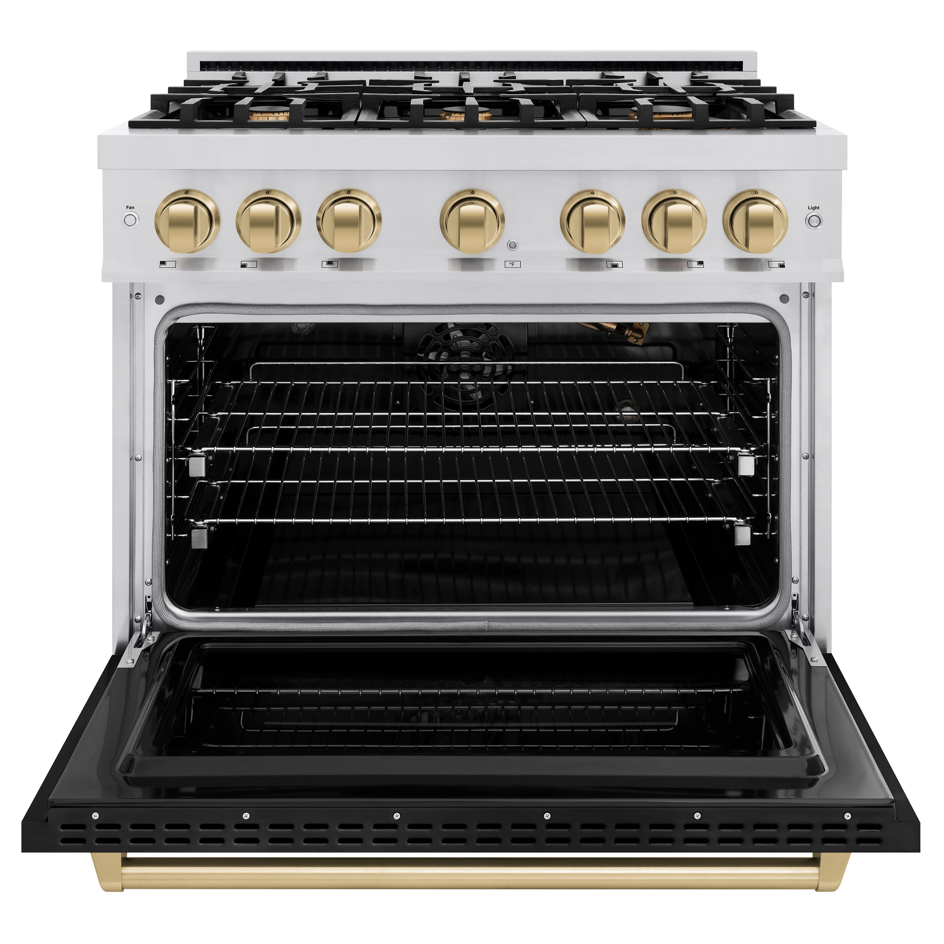 Angle. ZLINE - ZLINE Autograph 36" Classic Gas Range with 6 Burners and Bronze Accents (CGRZ-BLM-36-CB) - Black.
