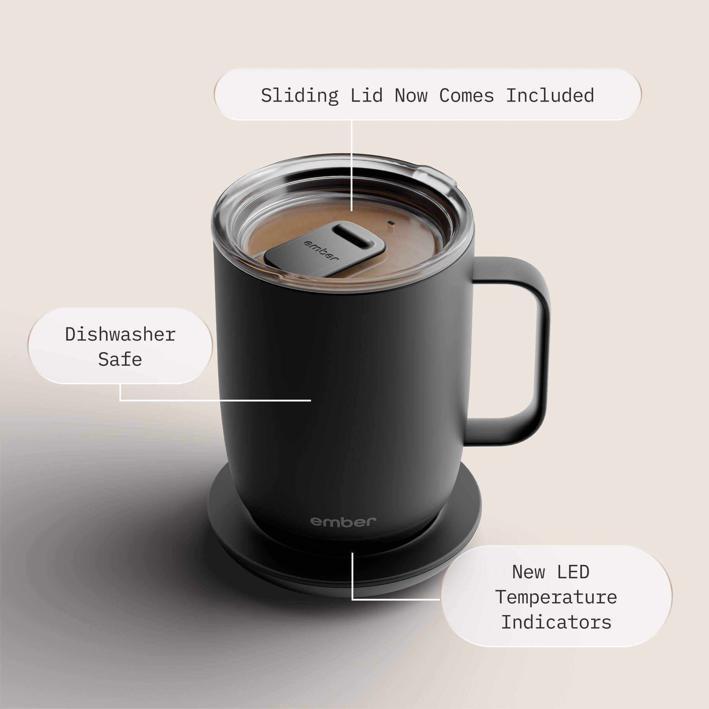 Sliding Lid Now Comes Included  
Dishwasher Safe  
New LED Temperature Indicators